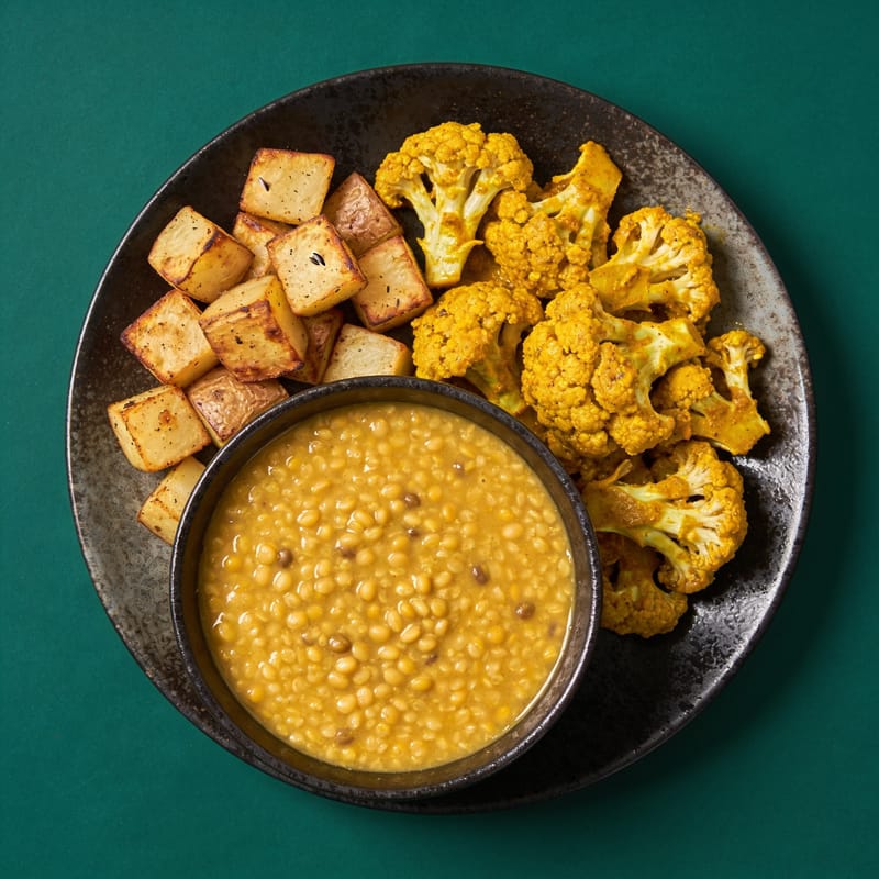 Crispy Aloo Gobi with Dal