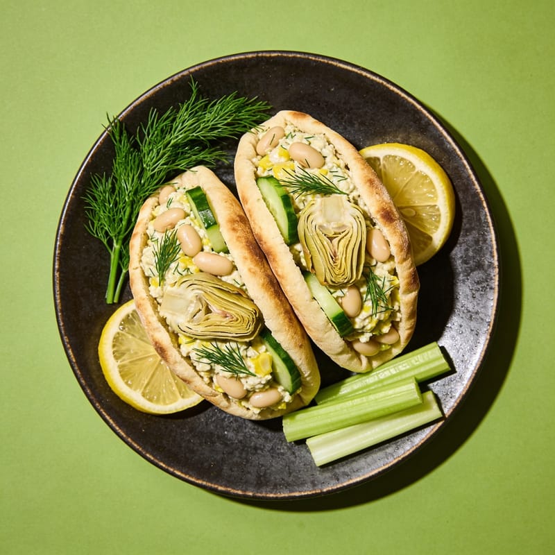 Artichoke & White Bean Smash Pita