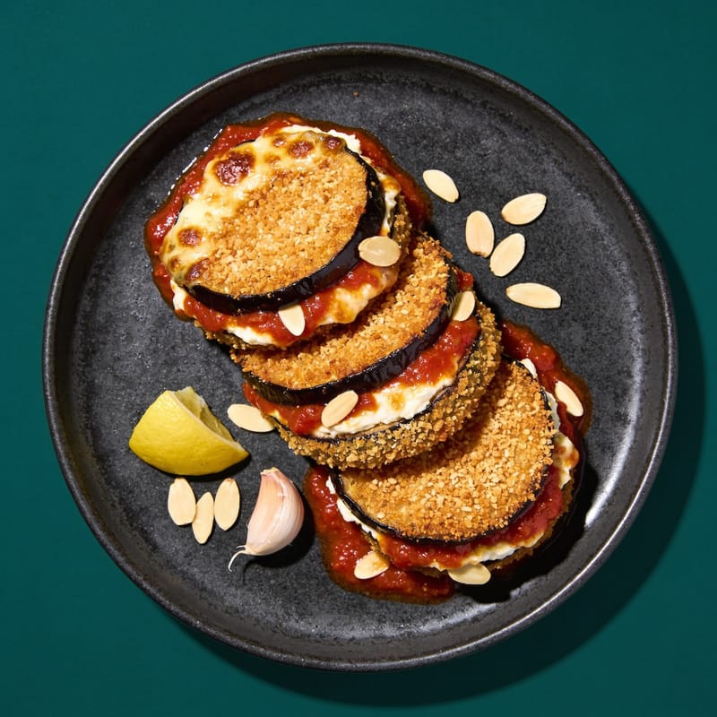 Crispy Stacked Eggplant Parmesan