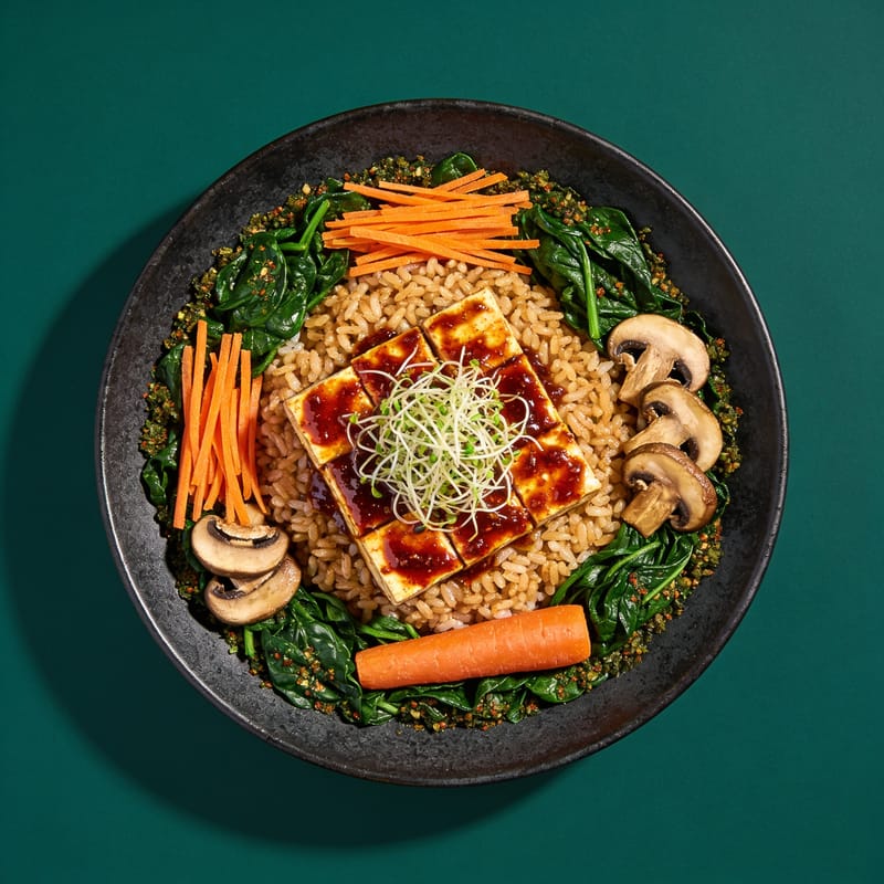 Vegetable Bibimbap with Gochujang Tofu