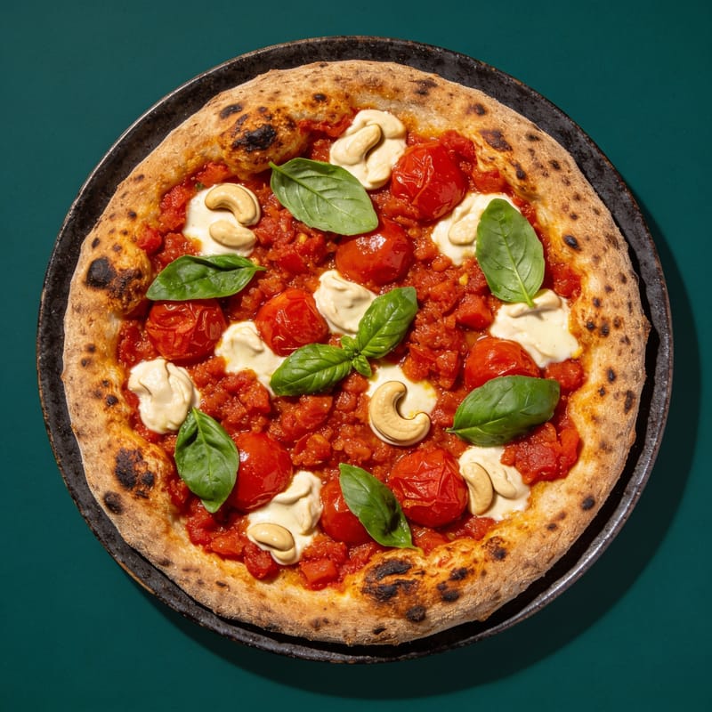 Margherita Flatbread with Cashew Mozzarella
