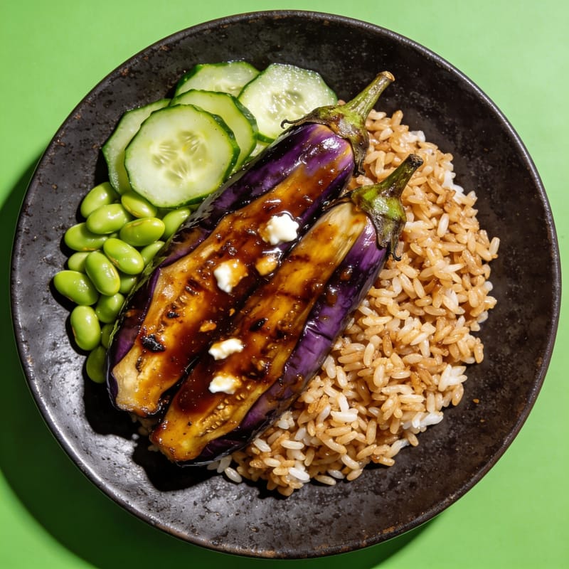 Miso-Glazed Eggplant Rice Bowl