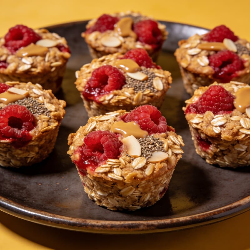 Raspberry Almond Baked Oat Cups