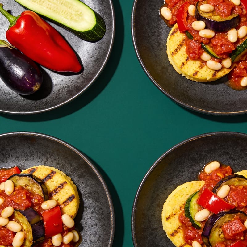 Ratatouille over Grilled Polenta