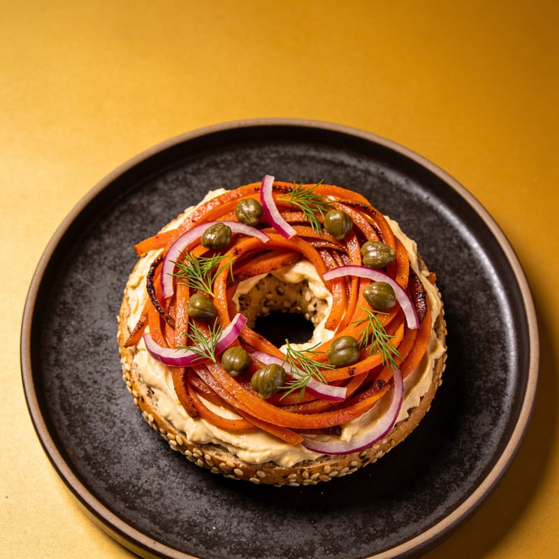 Smoked Carrot Lox Bagel